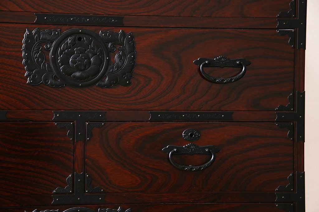 中古　二本松伝統家具　田中家具　民芸箪笥　手造り　二本松欅箪笥