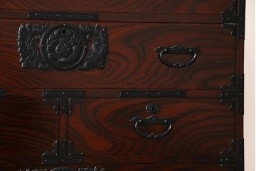 中古　二本松伝統家具　田中家具　民芸箪笥　手造り　二本松欅箪笥