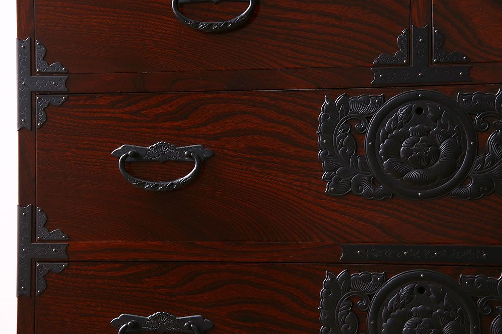 中古　二本松伝統家具　田中家具　民芸箪笥　手造り　二本松欅箪笥