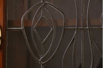 【Y様ご成約済み】最高級品　マホガニー材　ステンドグラス扉のイギリスアンティークブックケース(本箱)
