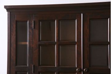 中古　北海道民芸家具　大きな重ね食器棚(カップボード)