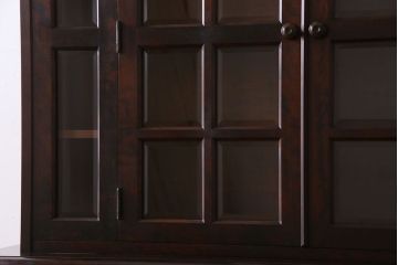 中古　北海道民芸家具　大きな重ね食器棚(カップボード)