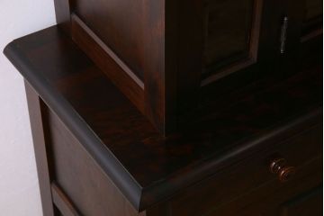 中古　北海道民芸家具　大きな重ね食器棚(カップボード)