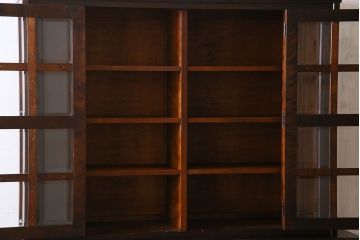 中古　北海道民芸家具　大きな重ね食器棚(カップボード)