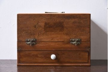 アンティーク雑貨　和製アンティーク　昭和レトロ　引き出し付き!古い木の小さな収納箱