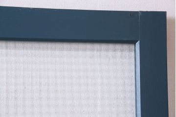 アンティーク　チェッカーガラス入り!昭和レトロなペイントドア(扉)