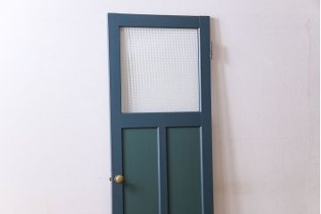 アンティーク　チェッカーガラス入り!昭和レトロなペイントドア(扉)