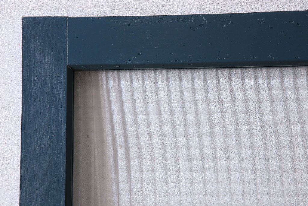 アンティーク　チェッカーガラス入り!昭和レトロなペイントドア(扉)