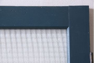 アンティーク　チェッカーガラス入り!昭和レトロなペイントドア(扉)