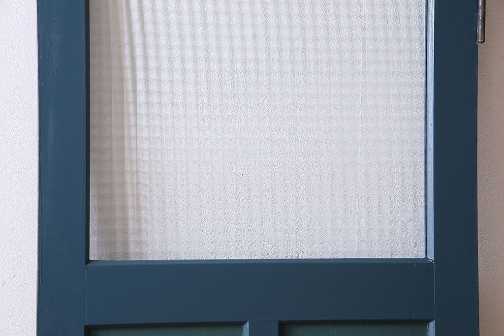 アンティーク　チェッカーガラス入り!昭和レトロなペイントドア(扉)