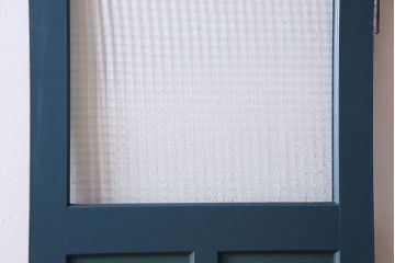 アンティーク　チェッカーガラス入り!昭和レトロなペイントドア(扉)