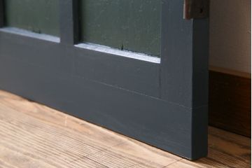 アンティーク　チェッカーガラス入り!昭和レトロなペイントドア(扉)