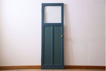 アンティーク　チェッカーガラス入り!昭和レトロなペイントドア(扉)
