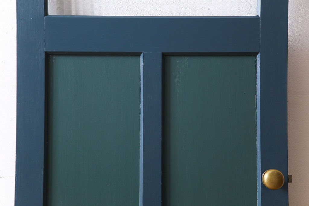 アンティーク　チェッカーガラス入り!昭和レトロなペイントドア(扉)