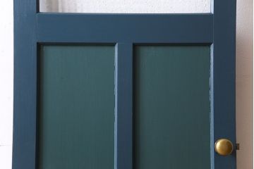 アンティーク　チェッカーガラス入り!昭和レトロなペイントドア(扉)