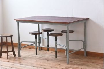 ラフジュ工房オリジナル 4脚格納スツールの作業台(テーブル・机)(3)