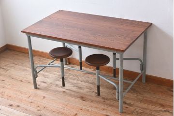 ラフジュ工房オリジナル 4脚格納スツールの作業台(テーブル・机)(3)