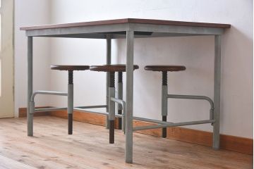 ラフジュ工房オリジナル 4脚格納スツールの作業台(テーブル・机)(3)