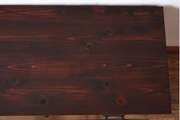 アンティーク家具　和製アンティーク　前面欅材　檜材天板　鉄脚付き時代箪笥ローボード