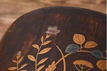 アンティーク雑貨　古民具・骨董　大正〜昭和初期　刳り貫き　古い・蒔絵桐火鉢(2)