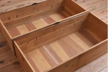 アンティーク家具　檜材天板　鉄脚付き時代箪笥ローボード　和製アンティーク(2)