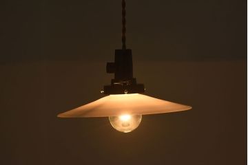 アンティーク　昭和レトロ　古い平笠の天井照明(ペンダントライト)