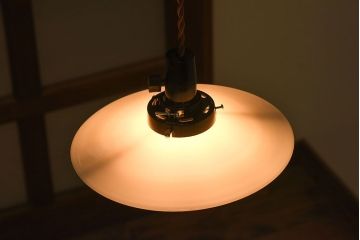 アンティーク　昭和レトロ　古い平笠の天井照明(ペンダントライト)