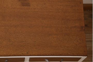 アンティーク家具　アンティークペイント 木のぬくもりとお洒落なカラーリングが素敵な片袖机(テーブル、デスク、在宅ワーク、在宅用)