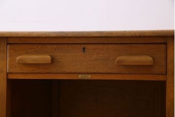 アンティーク家具　イギリスアンティーク　作業台付き!オーク材製のぬくもりあふれる両袖机