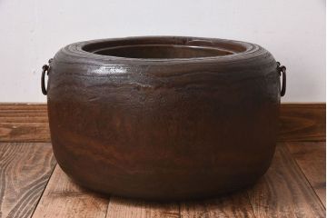 アンティーク雑貨　刳り貫き　古い木の味わいが趣ある和製アンティークの桐火鉢(2)