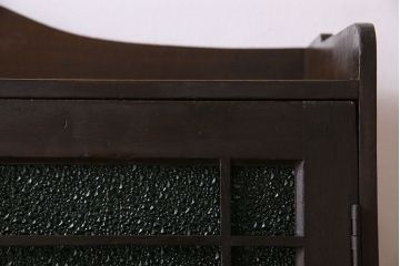 アンティーク家具　大正ロマン　和製アンティーク　当時物色ガラスがおしゃれな本箱(ブックケース)