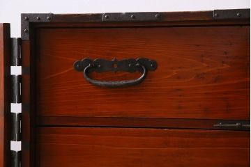 アンティーク家具　明治期　鉄脚付き　観音扉!アンティークの時代箪笥ローボード