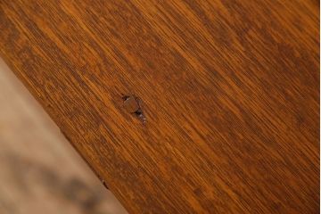 アンティーク家具　和製アンティーク　ラワン材製　天板一枚板のシンプルな鉄脚テーブル(1)