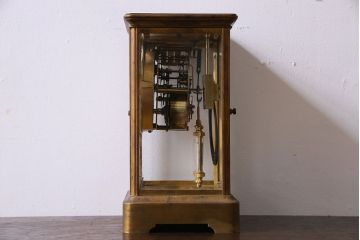 アンティーク雑貨　アンティーク　ANSONIA(アンソニア)　美しい真鍮の4面硝子置時計