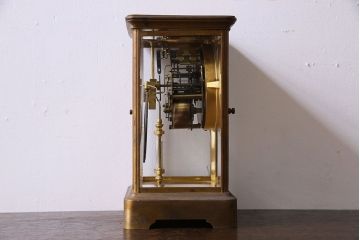 アンティーク雑貨　アンティーク　ANSONIA(アンソニア)　美しい真鍮の4面硝子置時計