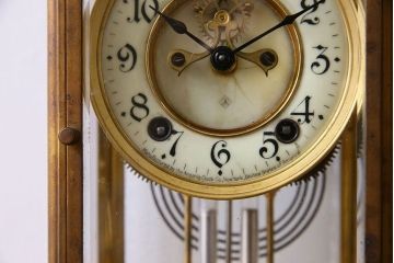アンティーク雑貨　アンティーク　ANSONIA(アンソニア)　美しい真鍮の4面硝子置時計
