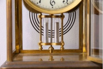 アンティーク雑貨　アンティーク　ANSONIA(アンソニア)　美しい真鍮の4面硝子置時計
