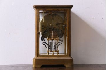 アンティーク雑貨　アンティーク　ANSONIA(アンソニア)　美しい真鍮の4面硝子置時計