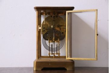 アンティーク雑貨　アンティーク　ANSONIA(アンソニア)　美しい真鍮の4面硝子置時計