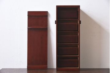 アンティーク雑貨　古民具・骨董　明治期　金森春次作　布目塗り　和製アンティーク木箱5点セット(箱付)