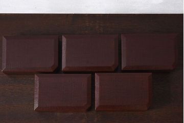 アンティーク雑貨　古民具・骨董　明治期　金森春次作　布目塗り　和製アンティーク木箱5点セット(箱付)