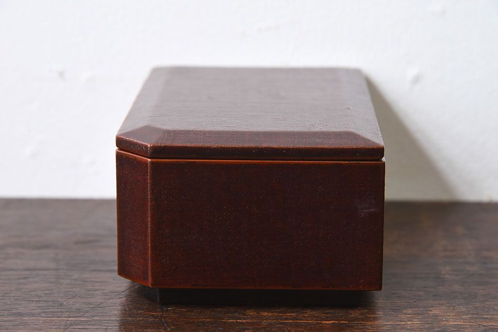 アンティーク雑貨　古民具・骨董　明治期　金森春次作　布目塗り　和製アンティーク木箱5点セット(箱付)