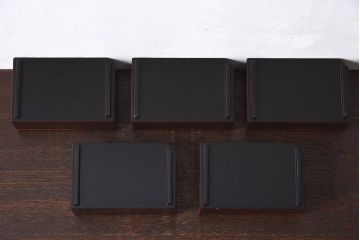 アンティーク雑貨　古民具・骨董　明治期　金森春次作　布目塗り　和製アンティーク木箱5点セット(箱付)