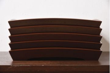 アンティーク雑貨　明治期　古民具・骨董　金森春次作　布目塗り　お盆5枚セット(箱付)