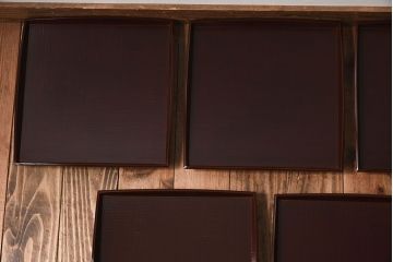 アンティーク雑貨　明治期　古民具・骨董　金森春次作　布目塗り　お盆5枚セット(箱付)