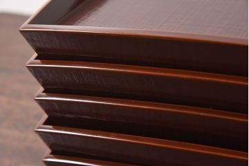 アンティーク雑貨　明治期　古民具・骨董　金森春次作　布目塗り　お盆5枚セット(箱付)