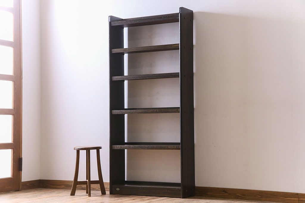 レトロ家具　和製アンティーク　昭和レトロ　古い木のシンプルな本棚(飾り棚)