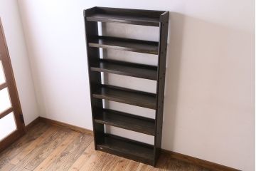 レトロ家具　和製アンティーク　昭和レトロ　古い木のシンプルな本棚(飾り棚)