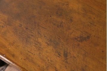 アンティーク家具　天板一枚板　和製アンティークのシンプルな鉄脚ベンチ