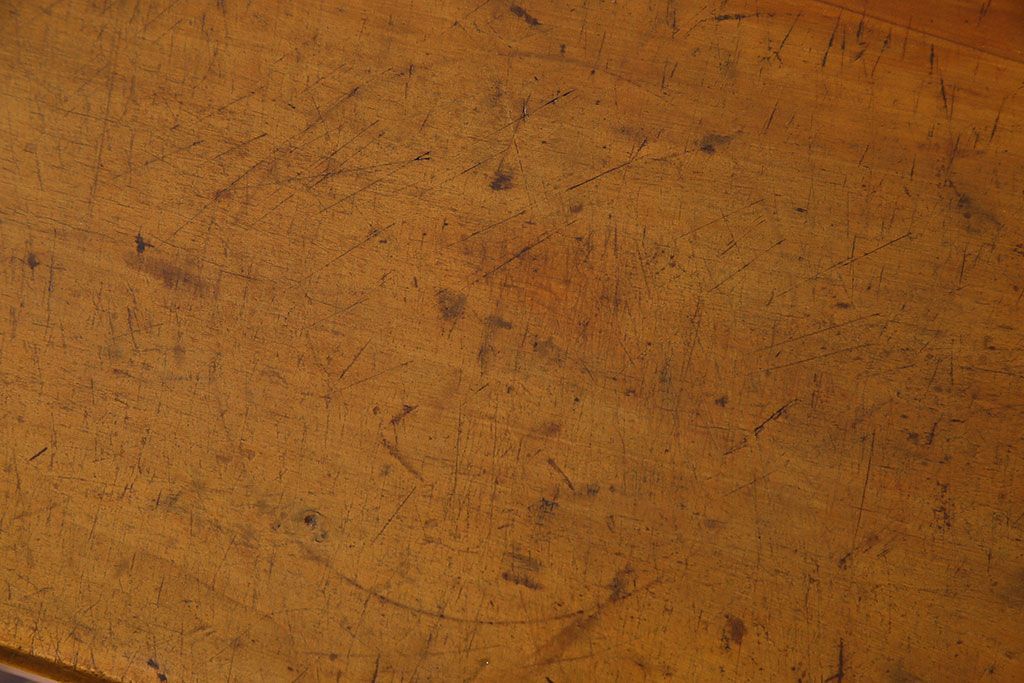 アンティーク家具　天板一枚板　和製アンティークのシンプルな鉄脚ベンチ